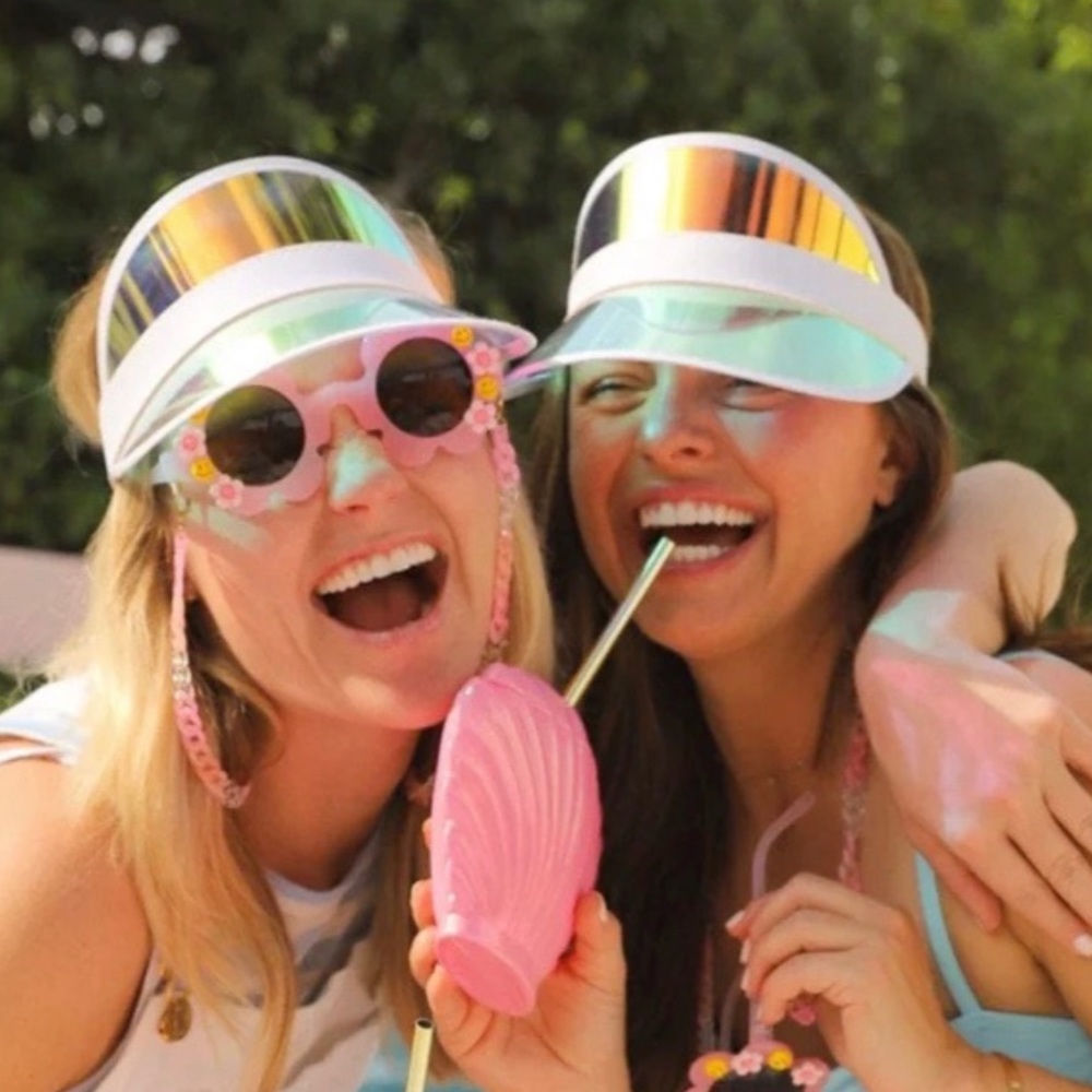 Summer on SUNSET holographic visor sun protection hat cap white iridescent brim - Picture 15 of 15